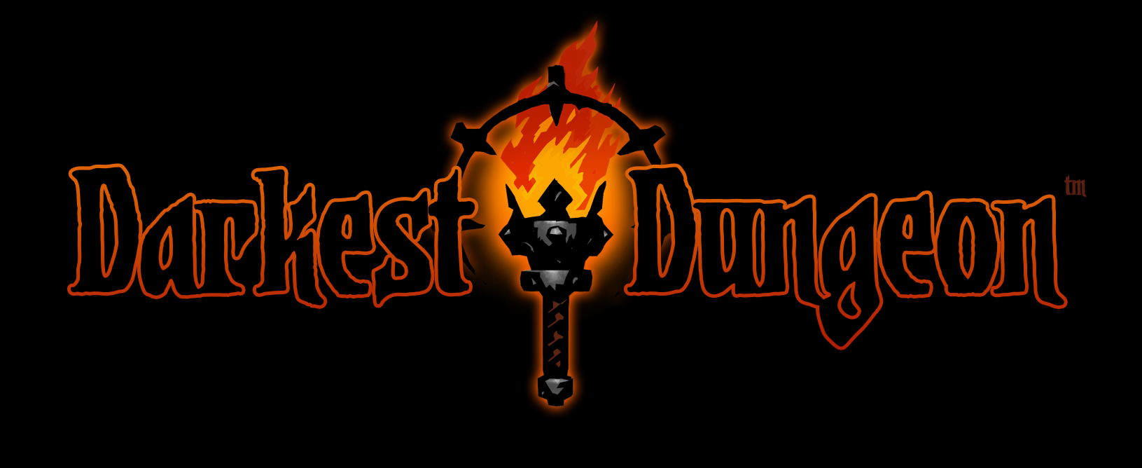 Darkest Dungeon logo with a cartoony torch - a great game for less than 5 euro
