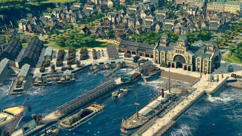 One of the harbors available in Anno 1800 